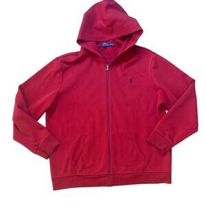 Polo Ralph Lauren Sweatshirt Mens Red Navy Full Zip Hooded SIZE XXL